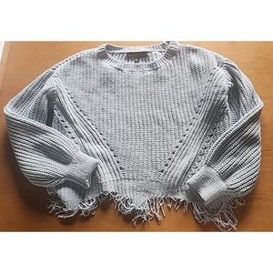 Almost Famous Baby Blue  Crop Fringed‎ Sweater Size Medium